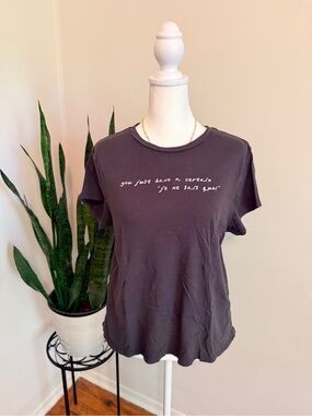 Aerie | Washed Black Short Sleeve Tee with White Script